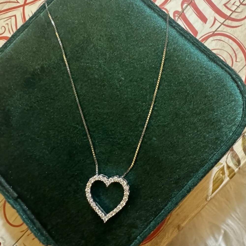 Real 14k white gold heart necklace